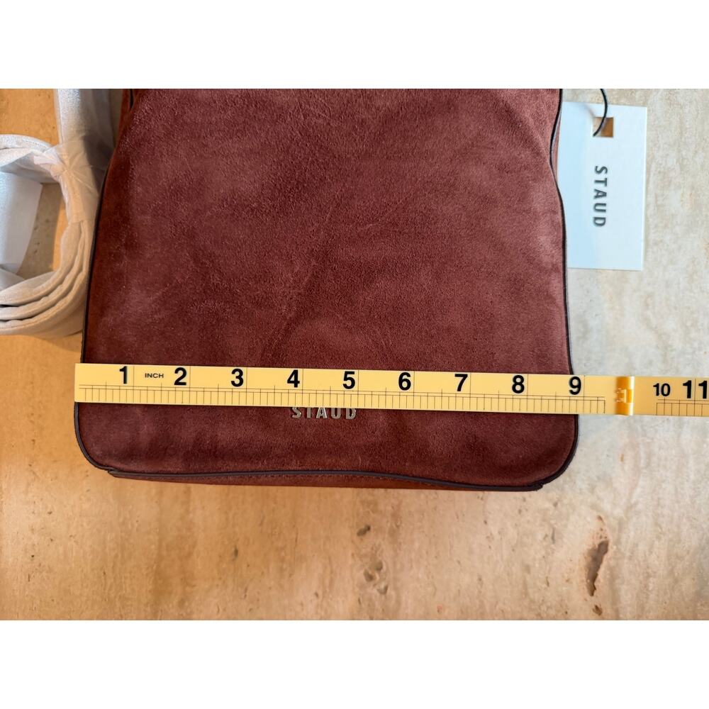STAUD MEL BAG | MAHOGANY SUEDE SHOULDER BAG, Brand New - Picture 11 of 11